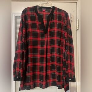 NWOT Vince Camuto Red and Black Plaid Tunic